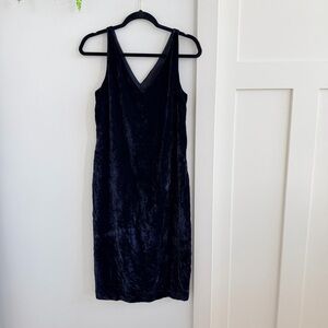 Banana Republic Deep Navy Velvet Women's V-neck Sleeveless Midi Dress Size 6
